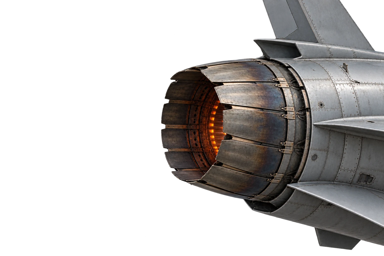 Realistisches Jet-Triebwerk mit glühendem Düseninneren